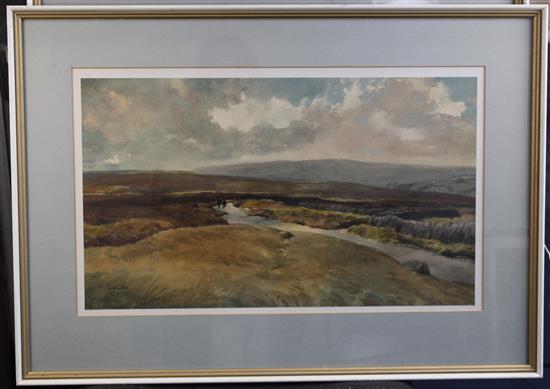 Joseph Pighills (1902-1984) Moorland scenes, largest 13 x 19in.